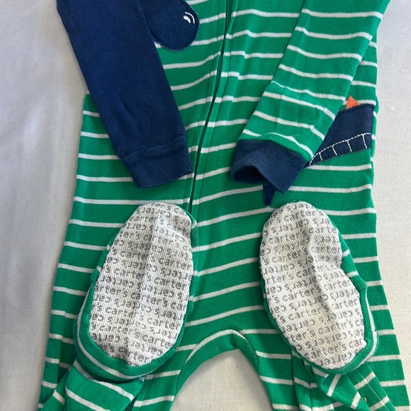 Carter's - Green Striped Baby Onesie with Dinosaur - Picture 4 of 4